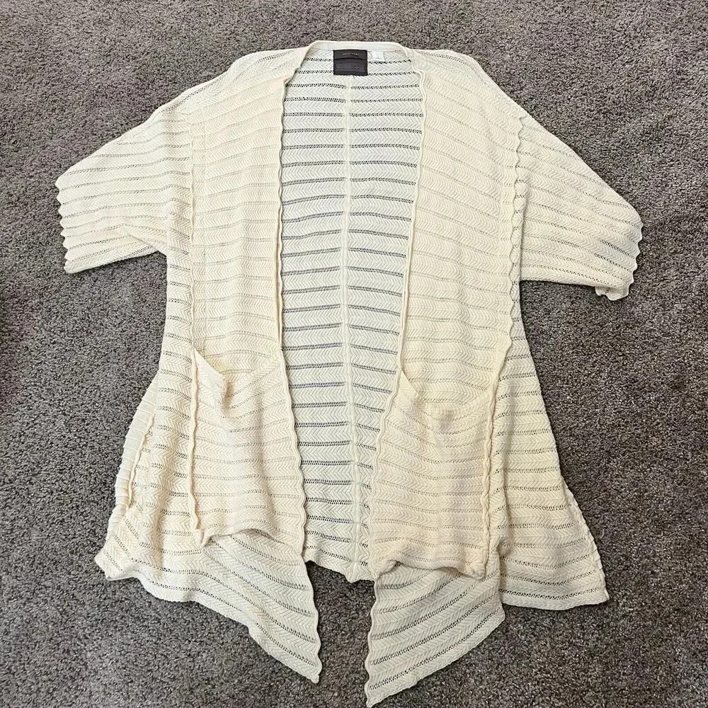 Anthropologie‎ Guinevere Womens Open Cardigan Cashmere Organic Autumn Cream Sz M